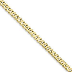 2.9mm 10k Yellow Gold Flat Beveled Curb Chain Necklace, 16 Inch